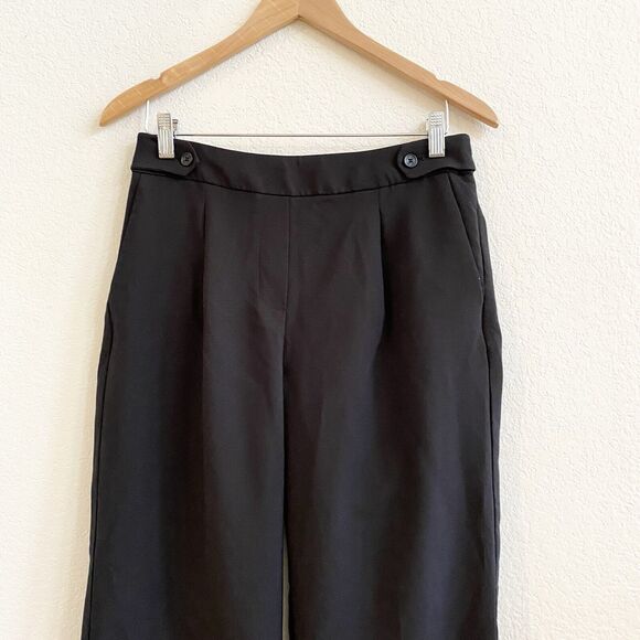 CALVIN KLEIN Pleated Front Wide Leg Pants w/pockets Size 4 Black - Picture 2 of 8